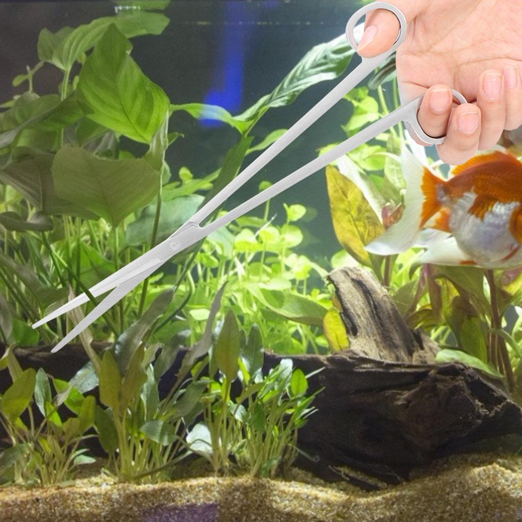 1PC Professional Stainless Steel Plant Tongs Scissors for Aquarium Fish (Straight)
