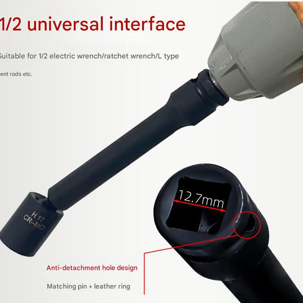 8PCS Multiple Angle Rotating Sockets Wrenches Extensions Practical Alloy Steel Suitable with Electric Impact Driver and Sockets