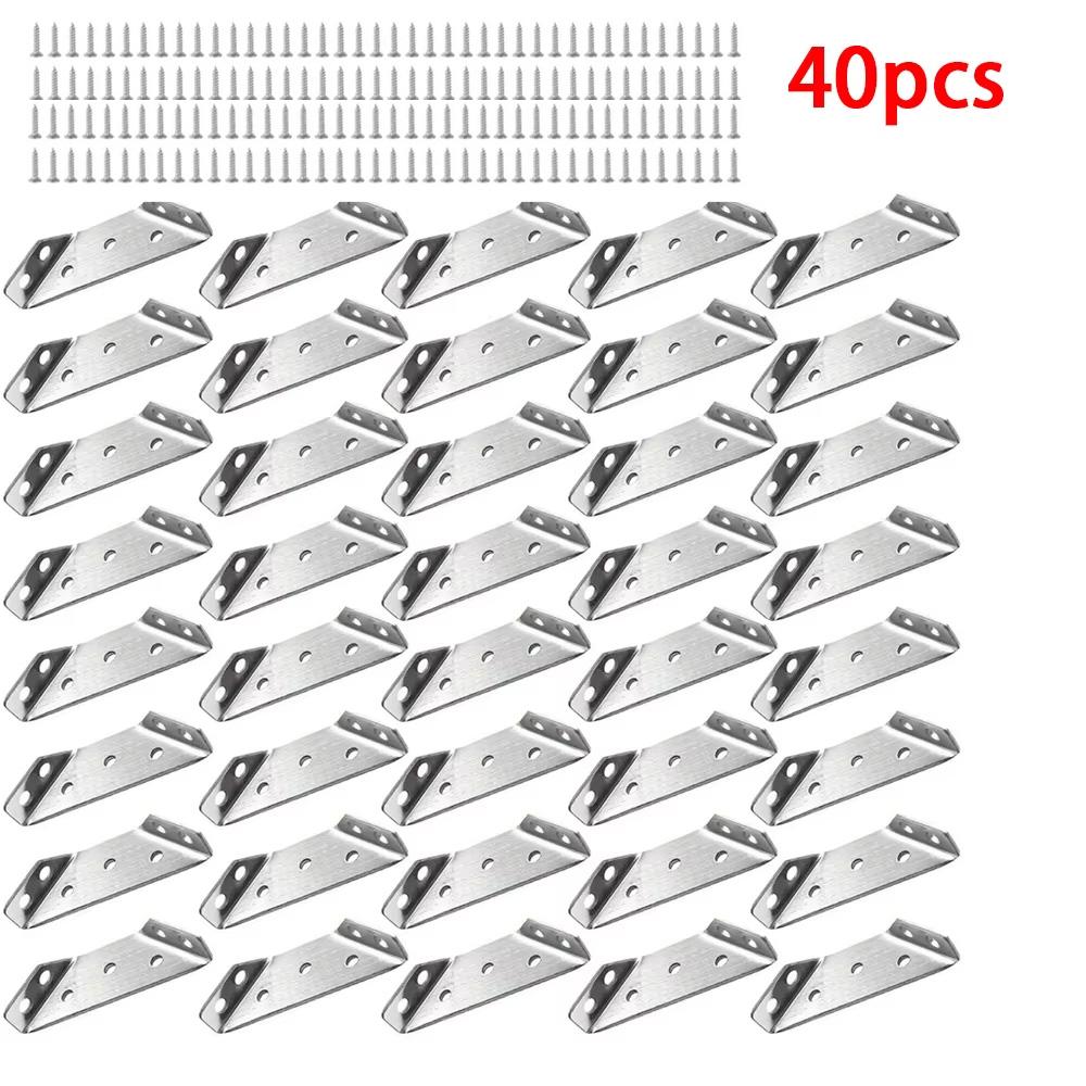 Universal Furniture Corner Connector Stainless Steel Corner Brackets for Cabinet Angle Shelf Support Fixed Brace Kits with Screw