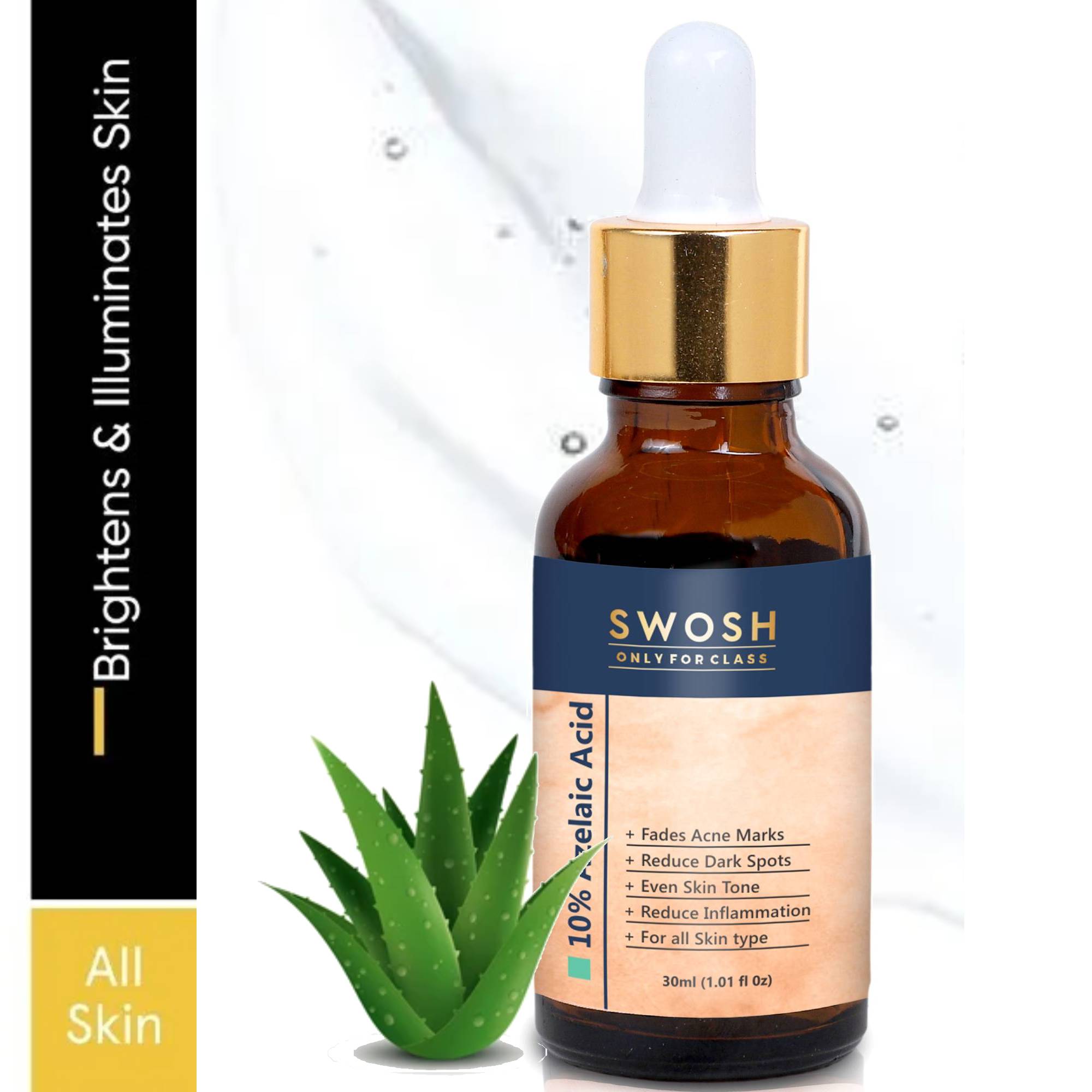 

SWOSH 10% сыворотка с азелаиновой кислотой для лица(30 мл) Заметно осветляет и отбеливает кожу | Возрастное пятно, гиперпигментация, темное пятно | Тоник-корректор кожи