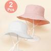 Solid color children's fisherman hat with large brim, fashionable and versatile beach hat, cute baby sun hat