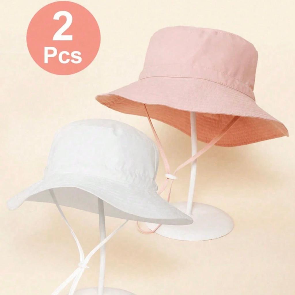 Solid color children's fisherman hat with large brim, fashionable and versatile beach hat, cute baby sun hat
