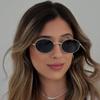 New Fashion Oval Sunglasses Women And Men Luxury Brand Trendy Metal Frame Sun Glasses Uv400 Classic Black Shades