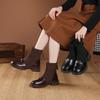Retro Sockenstiefel mit dicker Sohle aus weichem Leder, Neue schlanke Stiefel, Kurze Stiefel und Damenschuhe