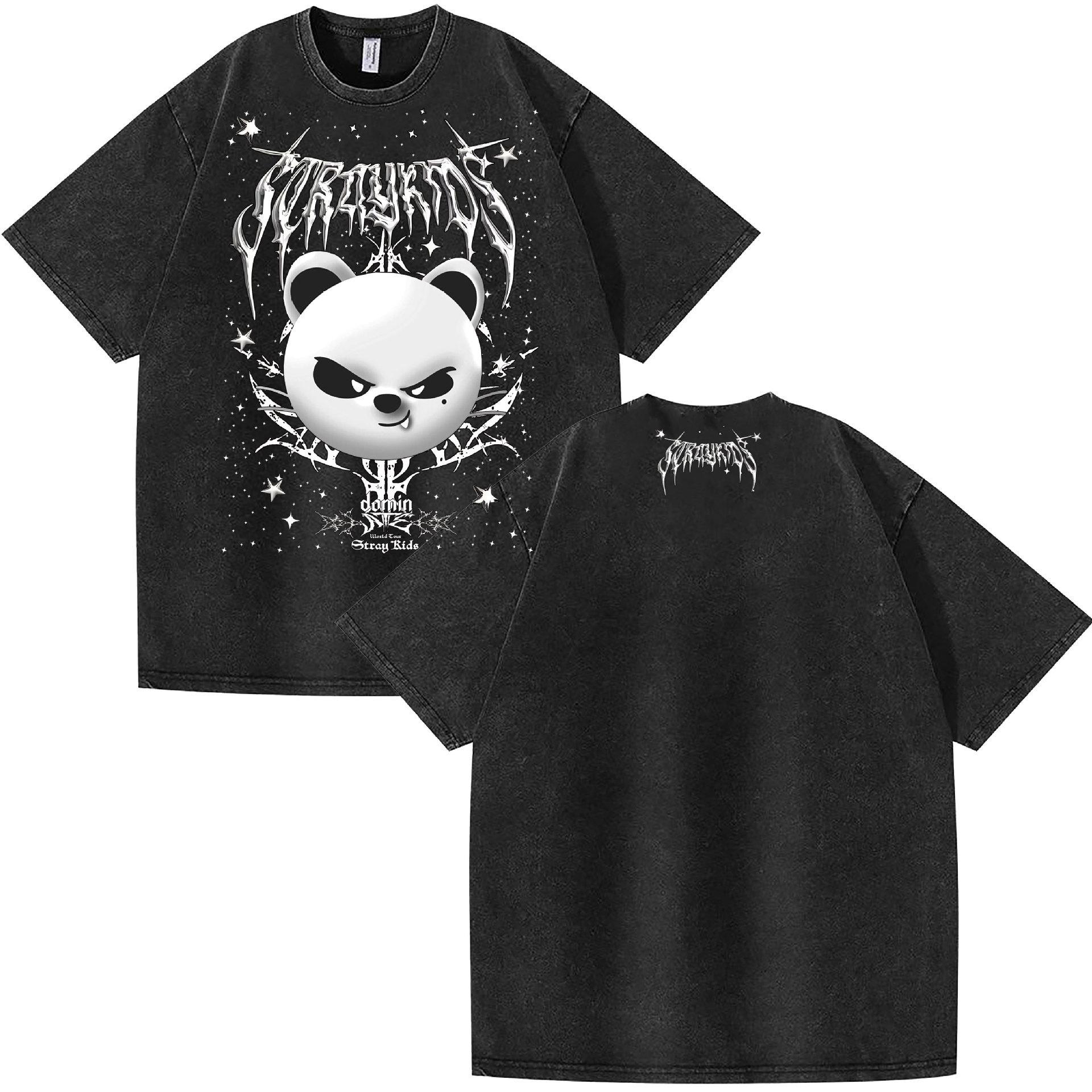 Washed Stray Kids Evil Skzoo Combo Peripheral Print Summer Short Sleeve S