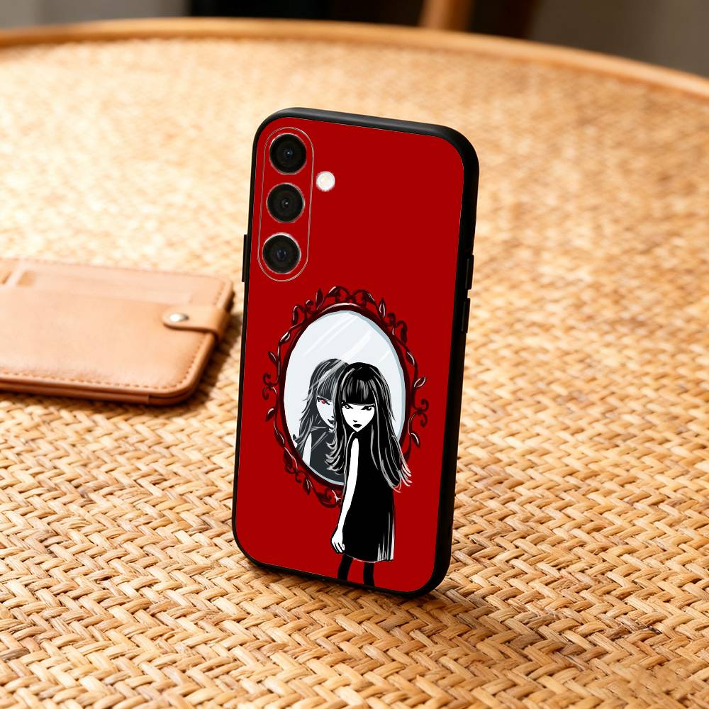 

Чехол для телефона Cat E-Emily The Strange для Samsung A73, A21s, A22, A31, A32, A52, A53, A71, A80, Мягкий черный корпус Samsung a72
