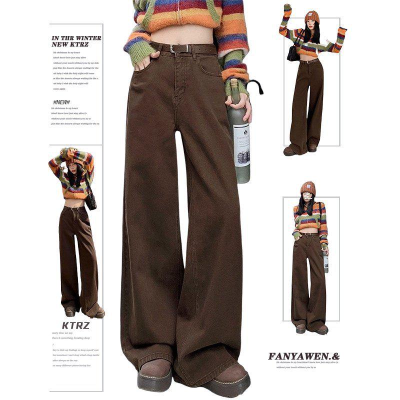 

Women s Plus Size Retro Denim Wide-Leg Jeans, High Waist, Straight Floor-Length – Autumn/Winter 2026 Collection M