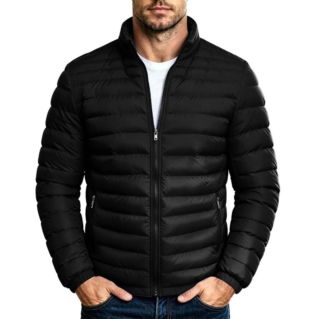 Men's Trendy Casual Color Stand Collar Cotton Padded Jacket for Everyday Wear