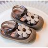 Pu-Leder-Baby-Mädchen-Sandalen Rutschfeste weiche Sohle Kinder-Strandschuhe Oxhide-Blume Kleine Schüler Kinder Casual Sandalen