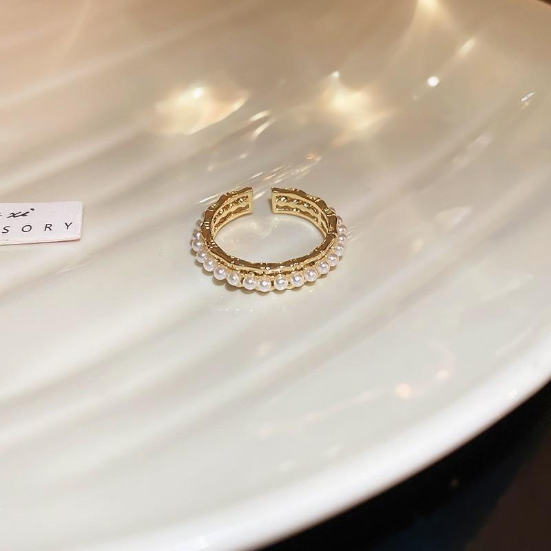 Freshwater Pearl Bodhi Splicing Elastic Ring Baroque Personalized Index Finger Ring Fashion Girlfriend Versatile Jewelry Wholesale