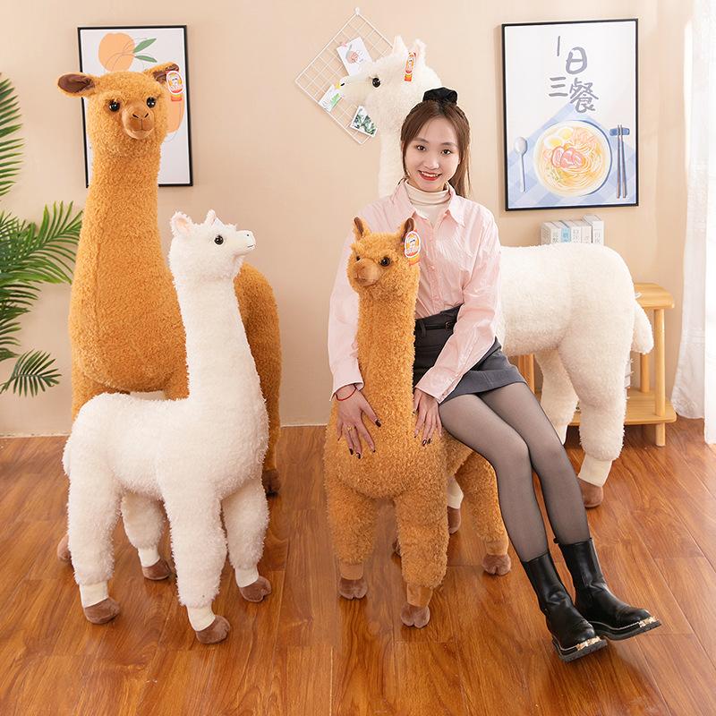 Simulated Alpaca Large Beast Plush Toy Home Decoration Alpaca Sitting On A Bench Children's Sleeping Pillow Gift