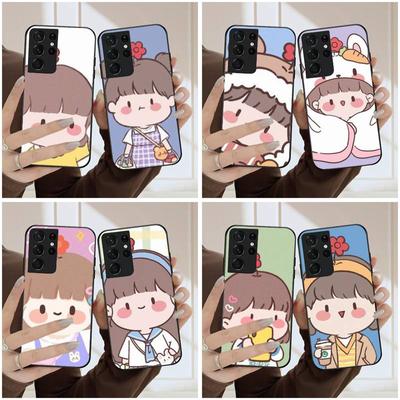 Niedliche Cartoon-Mädchen Handyhülle für Samsung Galaxy S6 S7 Edge Plus S9 S20Plus S20ULTRA S10lite S225G S10 Note20ultra Hülle