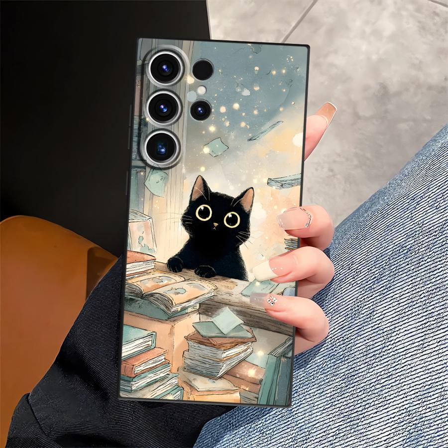 Cartoon Cat Case for Samsung Galaxy S26 Ultra S24 S25 Plus S20 Ultra S10 S9 S21 FE Note 20 8 9 10 S23 Funda Phone Cover