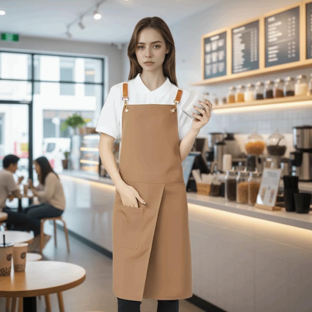 with Pocket Cafe Apron Waterproof Kitchen Apron Multi-functional Canvas Apron  Garden