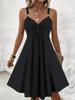 Cross-border Y2K Summer High Waist Eyelet Patchwork Camisole & Mini Skirt Set for Women - Solid Color, Sexy V-Neck, Sleeveless