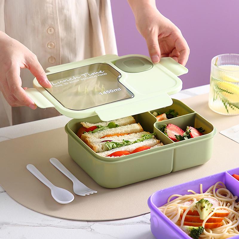 Bento Lunch Box For Kids Girls Cartoon Students Kawaii Cute Heated 3 Grid Sandwich Snack Food Box Special Canteen Food Storage