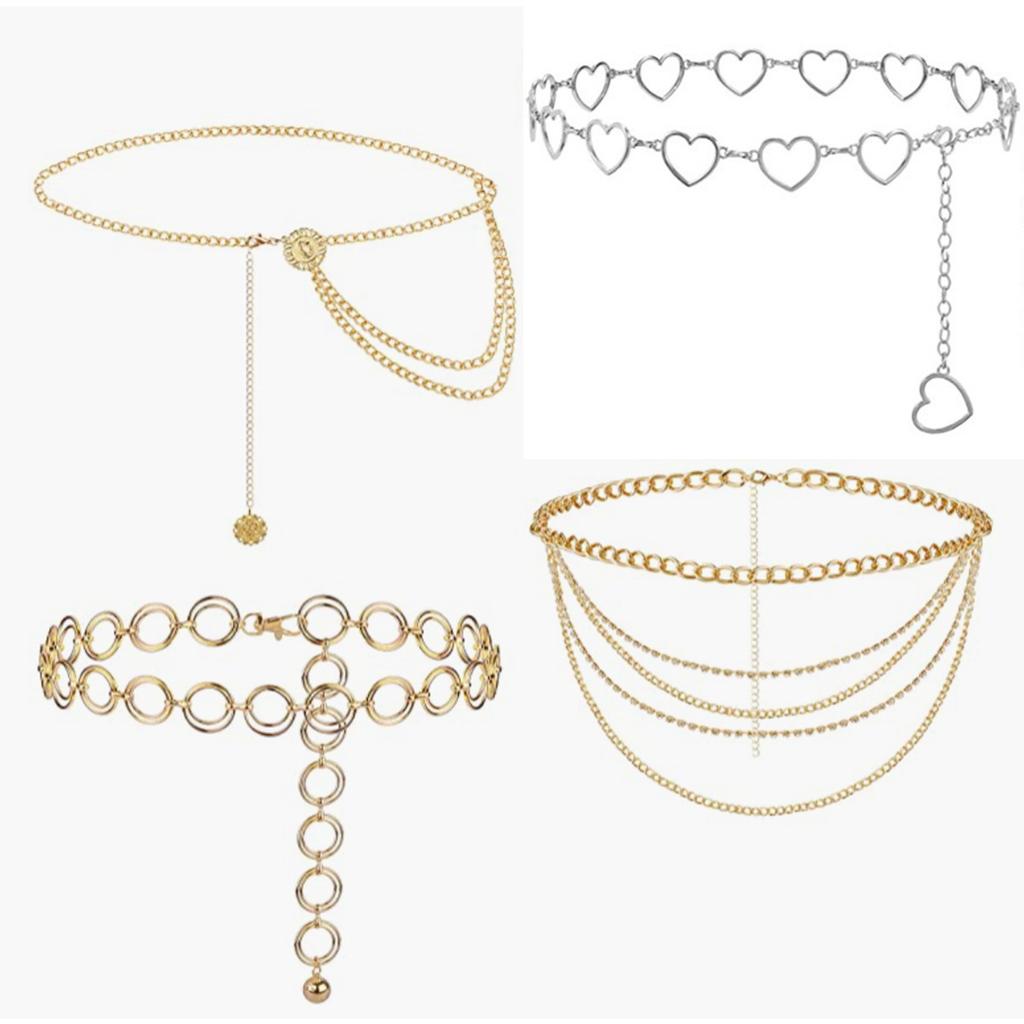 Bague punk rétro en métal chaîne de taille amour pendentif assiette tournesol ensemble de chaînes de corps pour femmes