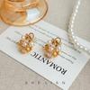 French Exquisite Fashion Light Luxury Diamond-encrusted Pearl Flower Basket Earrings High-end Temperament Stud Earrings Niche Design Earrings