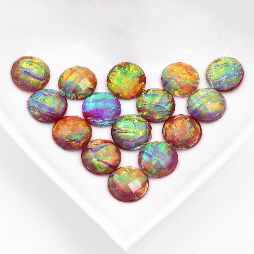 New Fashion 40pcs 12mm Blue Color Tangent plane Built-in metal foil Flat back Resin Cabochons Cameo DIY Jewelry Findings Dome