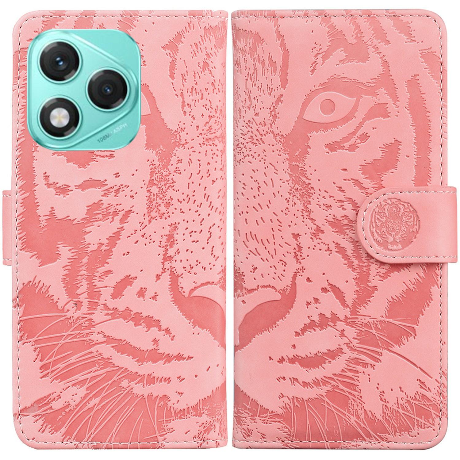 

For Honor 400 Lite Case Tiger Imprint Leather Wallet Phone Cover Pink