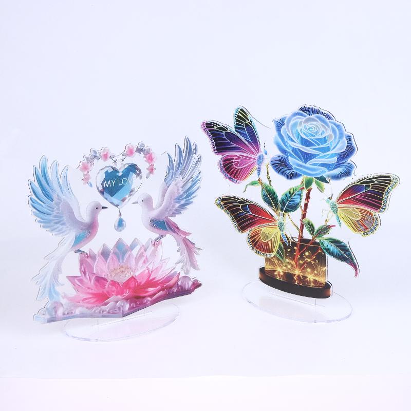 1 Stück Acryl Böhmische Herzförmige Skulptur Ornament Elegante Schreibtischdekoration Für Zuhause Oder Büro