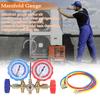 Manifold Gauge Set Air Conditioning Refrigerant Charging Tool Brass Dual-Valve Pressure Gauge with