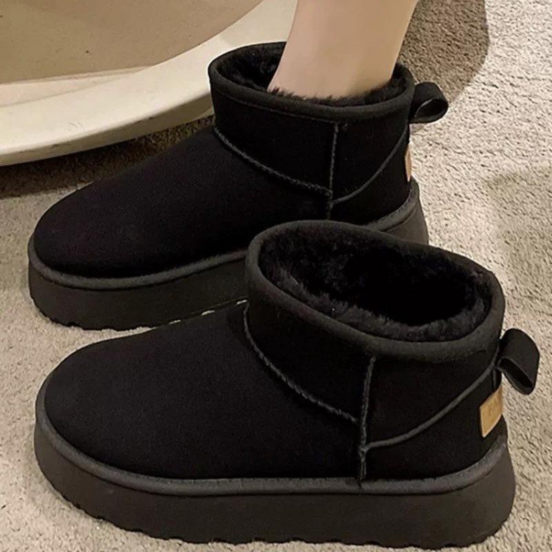 

Водонепроницаемые и нескользящие зимние сапоги на толстой подошве с меховой подкладкой, женские новые зимние бархатные утолщенные большие хлопковые сапоги 41 чёрный