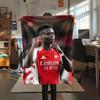 Bukayo Saka Printed Flannel Blanket, soft throw for bedroom sofa, washable, fan merchandise, great gift.