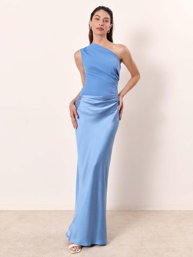 Women's Purple One-Shoulder Bodycon Midi Dress