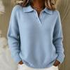 Autumn Winter New Women's Loose Lazy Style Soft Flip Collar Polo Shirt Long Sleeve Button Sweater