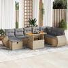 VidaXL Garden Lounge Set with Cushions 9 Pcs Beige Braided Resin Acacia 3328074