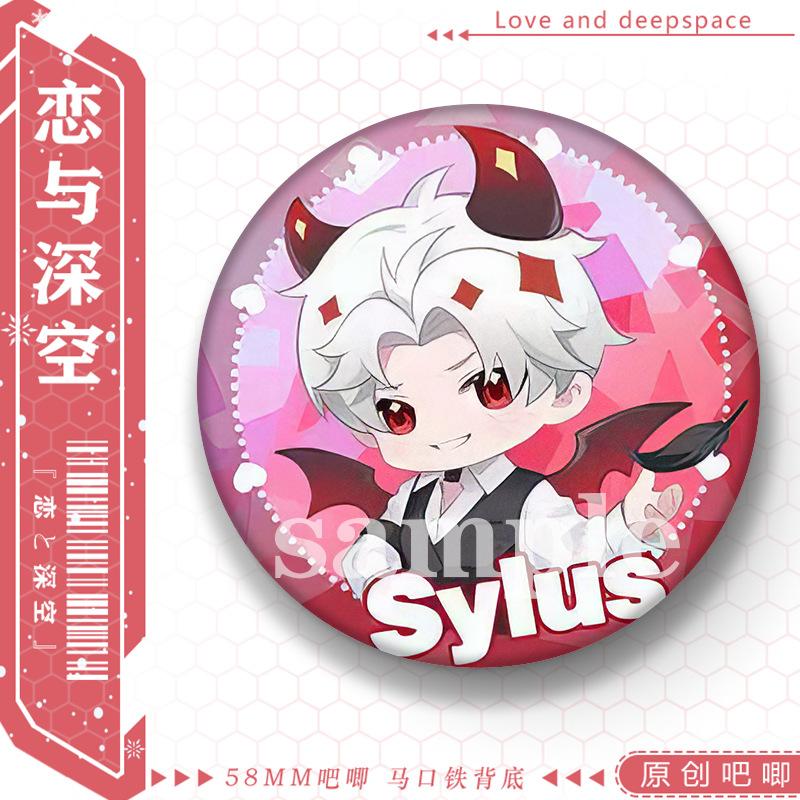 Love and Deepspace 58MM Badge Sylus Rafayel Zayne Xavier Caleb Anime Cosplay Cartoon Emblem Brooch Pin Fans Collection Deco Gift