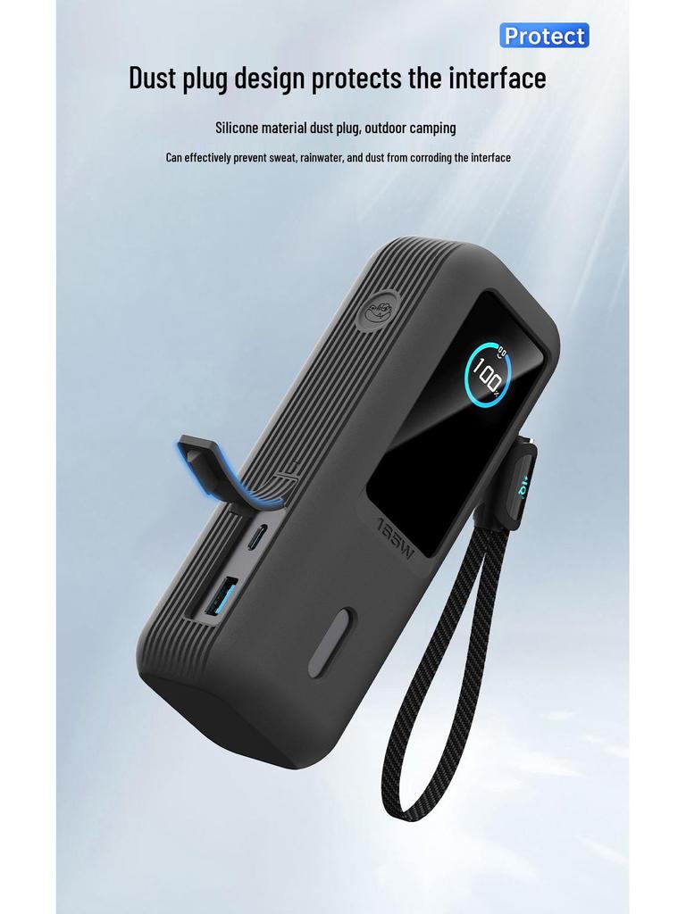 Anker PowerCore 165W Protective Case with Built-in Retractable Cable - Drop-Proof Full Coverage.