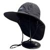 Solid Color Drawstring Fisherman Hat Sun Protection Quick-drying Travel Sun Hat Foldable With Neck Cover Wide Brim Hiking Hat·