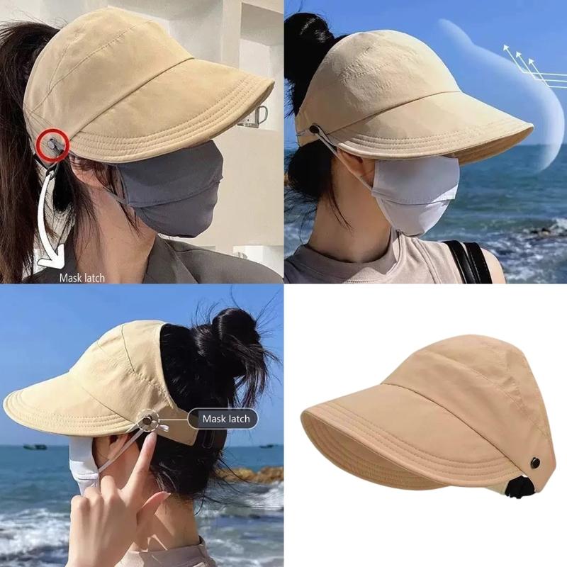 Breathable Ponytail Hat Women's Sunscreen Hat Adjustable Portable Sun Hat for Running Golf Beach