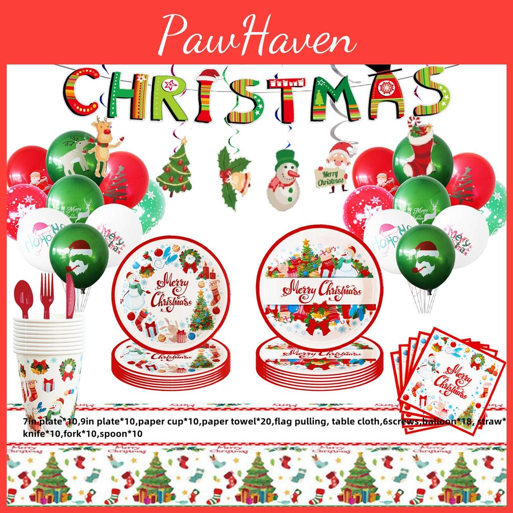 Merrychristmas Santa Claus Christmas Party Supplies Paper Plate Cup Set