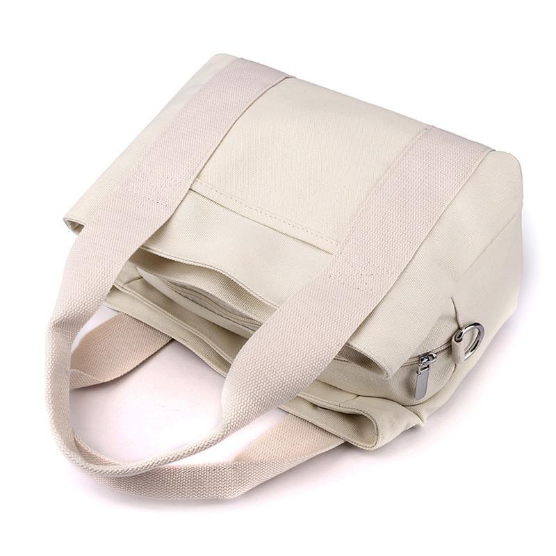 Canvas Tote Bag For Women With Zipper Pockets Urban Minimalist Style