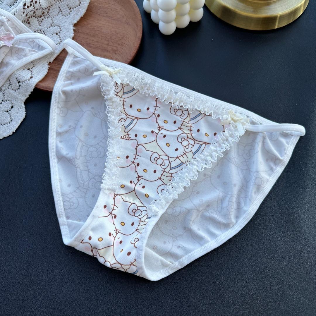 Женские весенне-летние модные новые сексуальные милые трусики из ледяного шелка с котиком One size жёлтый