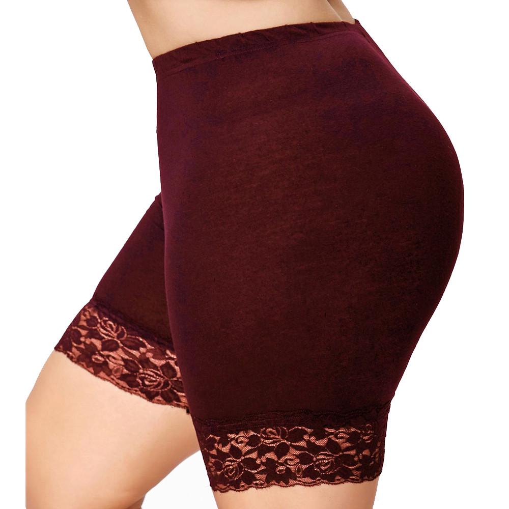 Womens Plus Size Mid Waist Lace Hot Shorts Elastic Sports Pants Trousers Trunks