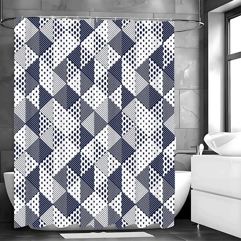 

Современная креативная геометрическая узорная темно-синяя шторка для душа, декоративная шторка для ванной комнаты, водонепроницаемая шторка для душа с H 150*180cm