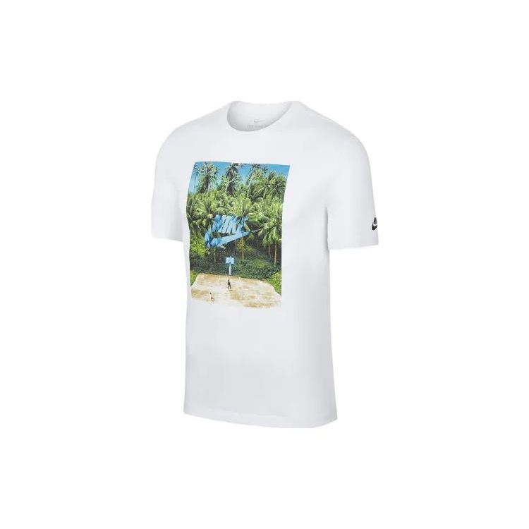 Nike Sportswear Landscape Pattern Printed Crew Neck Short Sleeve T-Shirt Men Tops White BV7498-100