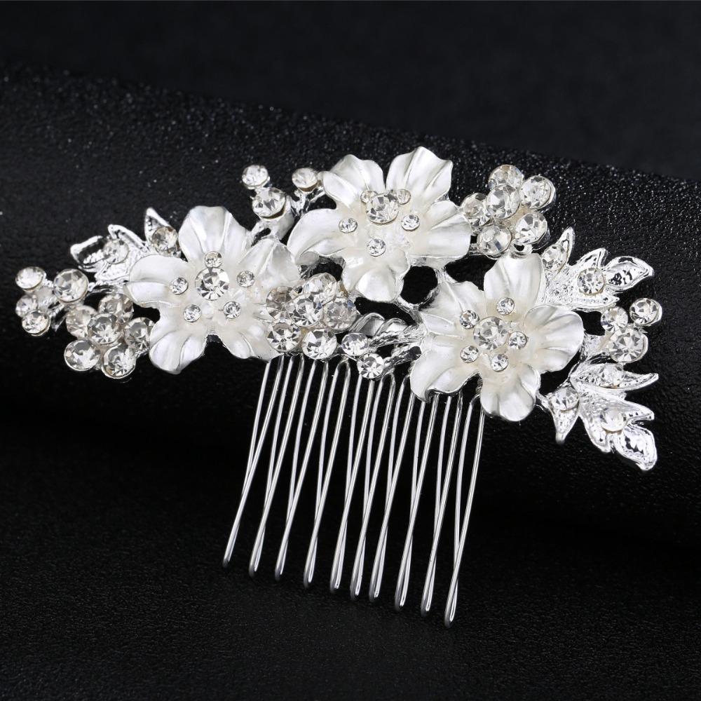 Gold Silver Color Bridal Hair Comb Sparkling Flower Hairclip Elegant Rhinestone Hairpin  Brides