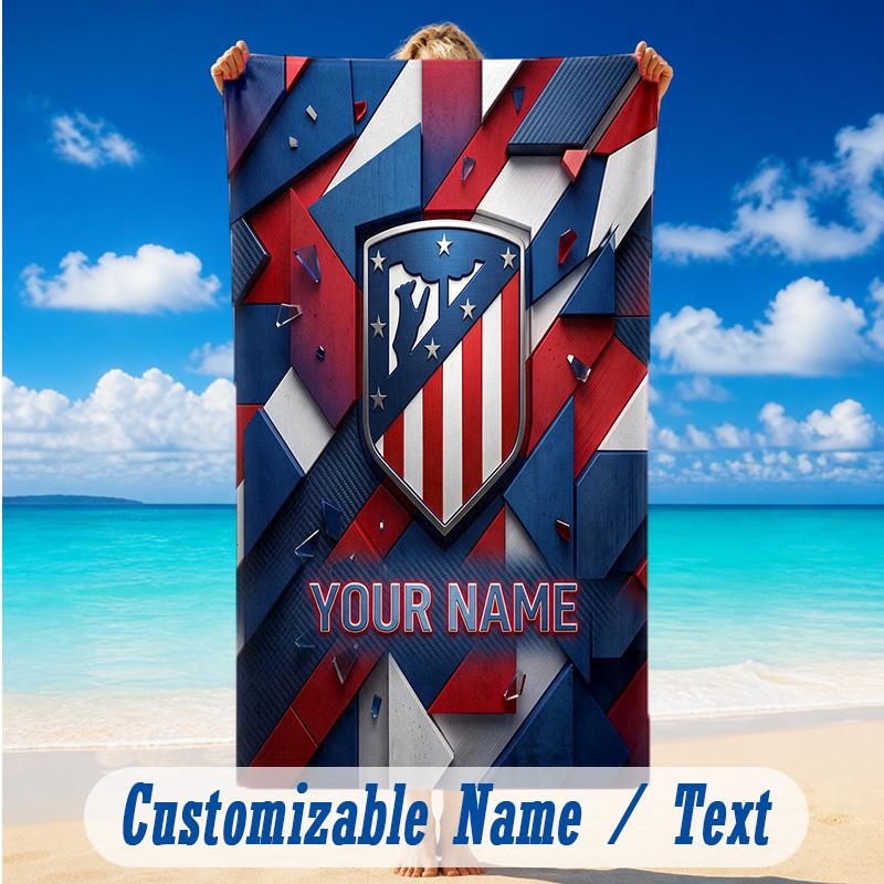 Beach Towel Custom Name Text, Quick Dry Large Towel For Beach HomeAtletico Madrid