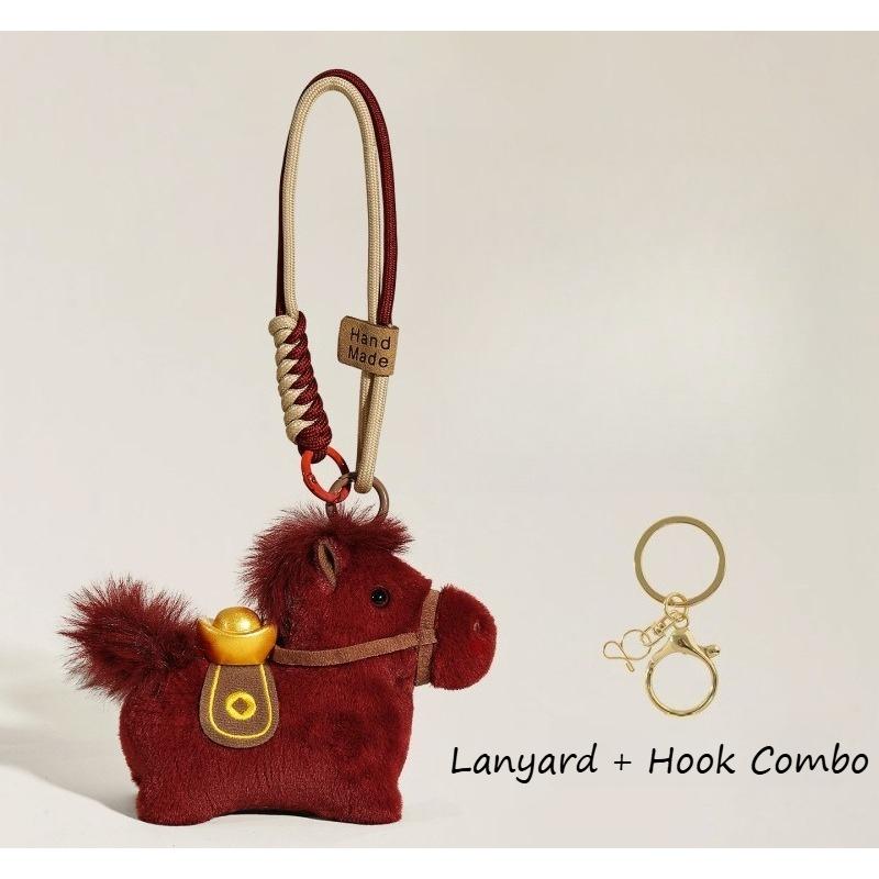 Adorable 2026 Year of The Horse Plush Doll Realistic Pony Figure Keychain Cute Soft Toy for New Year Gift & Decor