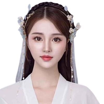 Chinesisches Haarschmuckband blaue Schnur antike Königin Haarspange Haarschmuck Haarnadel Set Stirnband