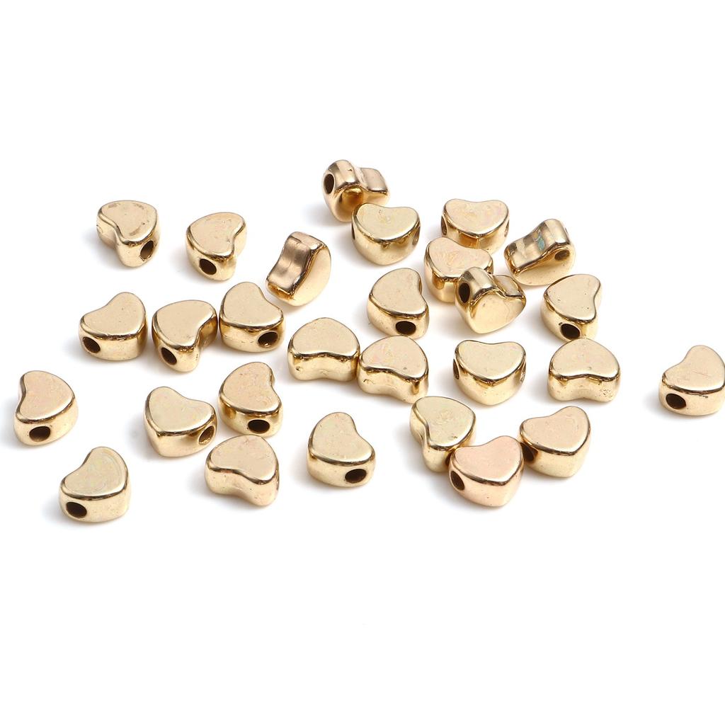 20PCs Heart Spacer Beads Multicolor Spacer Beads Silver Color Metal Beads DIY Making Bracelets Jewelry Sweet Valentine's Day