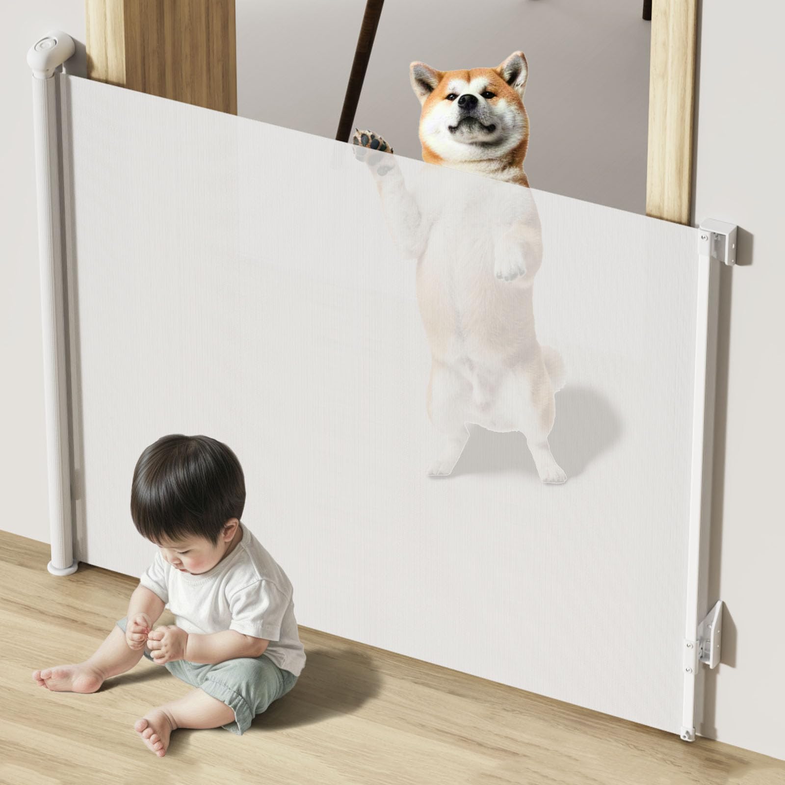 

NIEPAN Детский для без сверления Детский тип Ширина Замок безопасности Питомец Для японской инструкции Подходит для максимальной ширины Ворота, Рулонный тип, Лестницы, белый