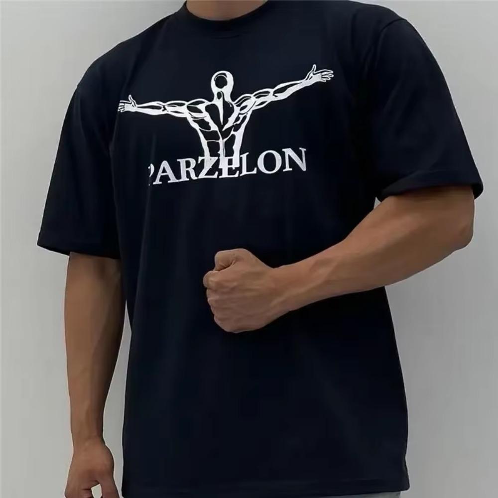 European and American High-quality Summer Cotton Men's T-shirt Gym T-shirt Sports Top Oversized Outdoor Sports T-shirt