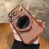 Gradient Glitter For Magsafe Magnetic Mirror Stand Holder Case For iPhone 13 14 15 16 17 Pro Max Bling Diamond Shockproof Cover