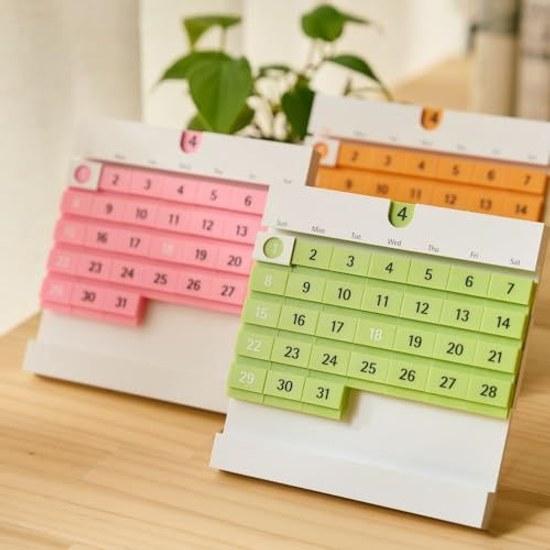 actworks Date Block Lite Permanent Calendar Table Simple Pop Design Goods Modern Interior Desk Nordic Pink Orange Leaf Green Made Japan Children Kids